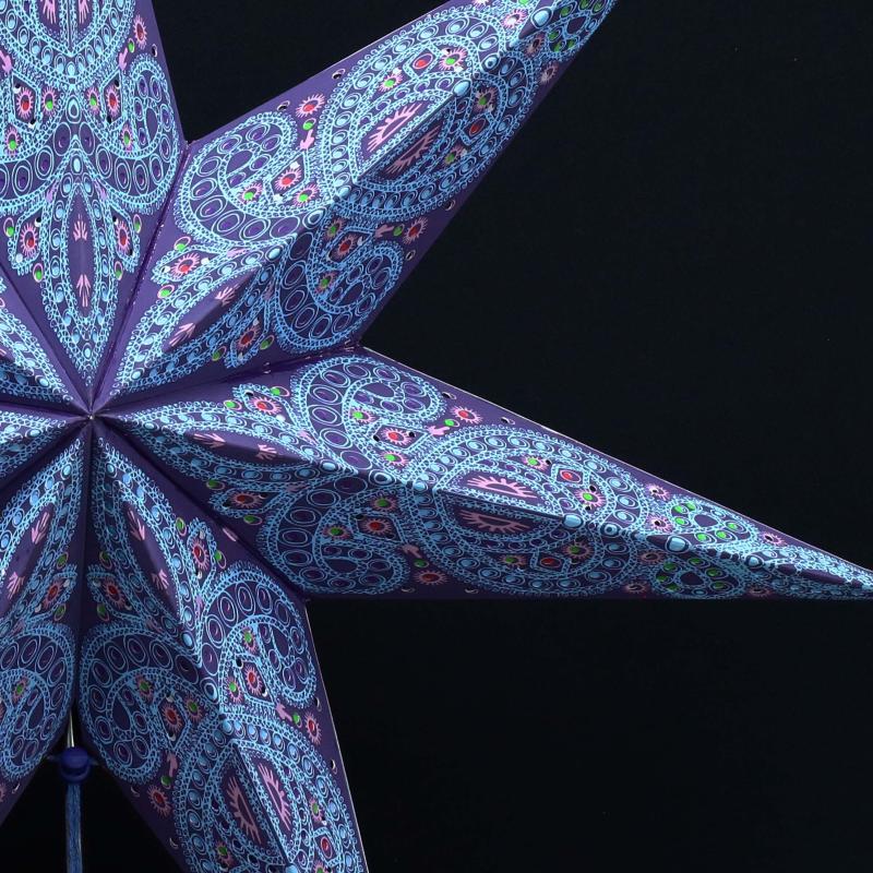 Dunhill Blau - Faltbarer Leuchtstern, Weihnachtsstern aus Papier mit 7 Zacken, 60 cm